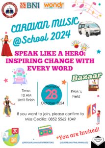 Kegiatan Pentas Seni yang dilakukan di sekolah berkolaborasi dengan Caravan Music dan Bank BNI
