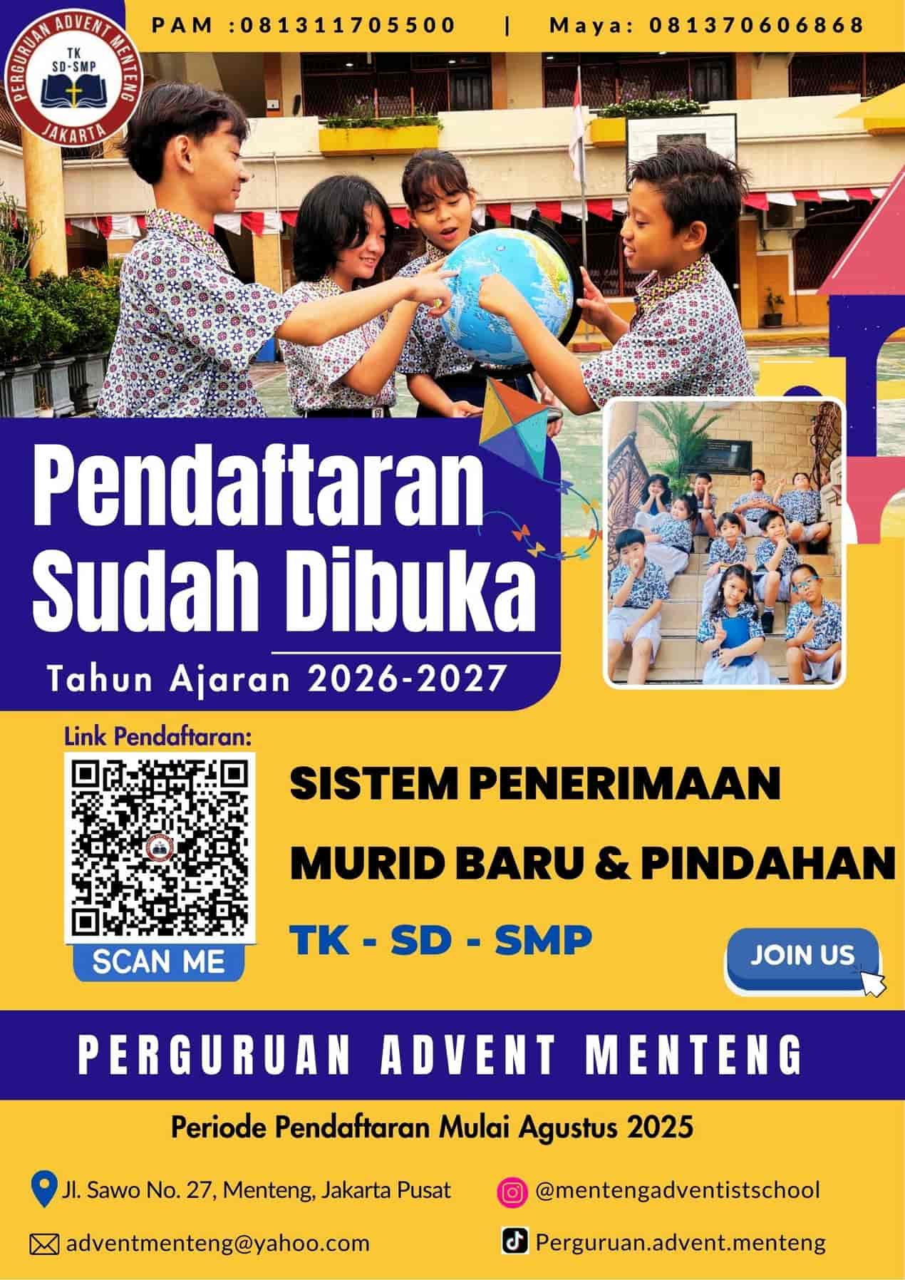 Perguruan Advent Menteng Resmi Membuka Pendaftaran Murid Baru Tahun Ajaran 2026–2027