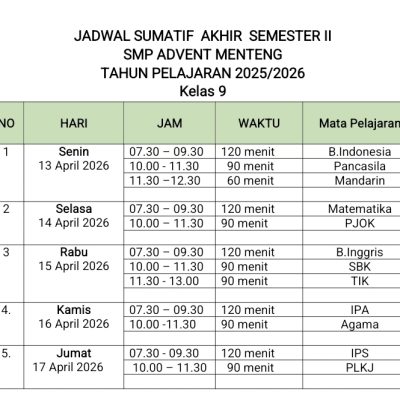 Jadwal Ujian Sumatif 2025/2026